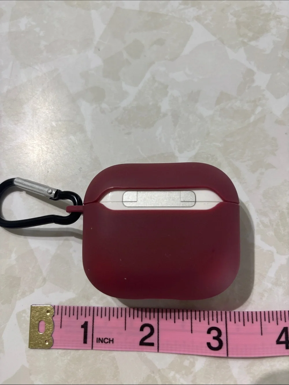 AirPods 3 Protective Burgundy Silicone Casewith Carabiner(AirPods not included)